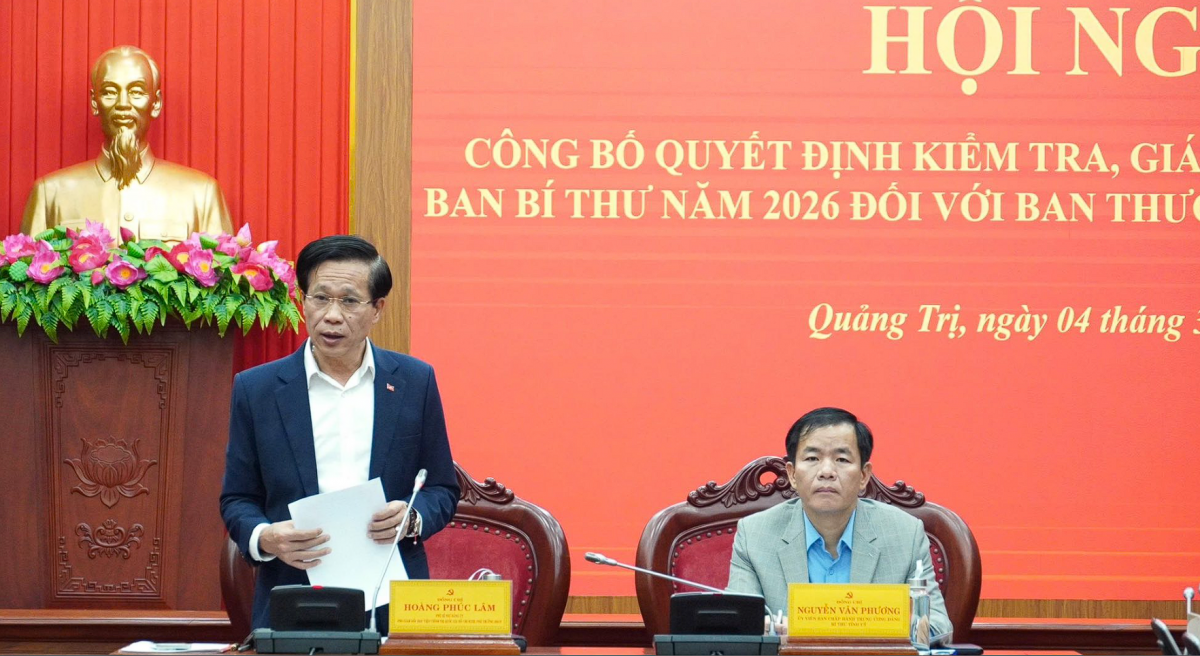 Công bố quyết định kiểm tra, giám sát của Bộ Chính trị, Ban Bí thư đối với Ban Thường vụ Tỉnh ủy Quảng Trị