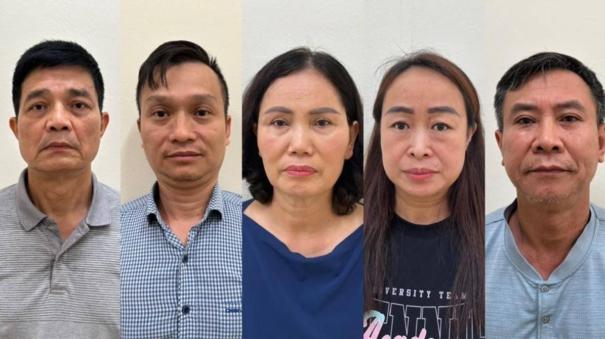 Các đối tượng Nguyễn Thanh Phong; Đinh Quang Minh; Nguyễn Thị Minh Hải; Lê Thị Hiên; Cao Văn Trung (theo thứ tự từ trái qua).