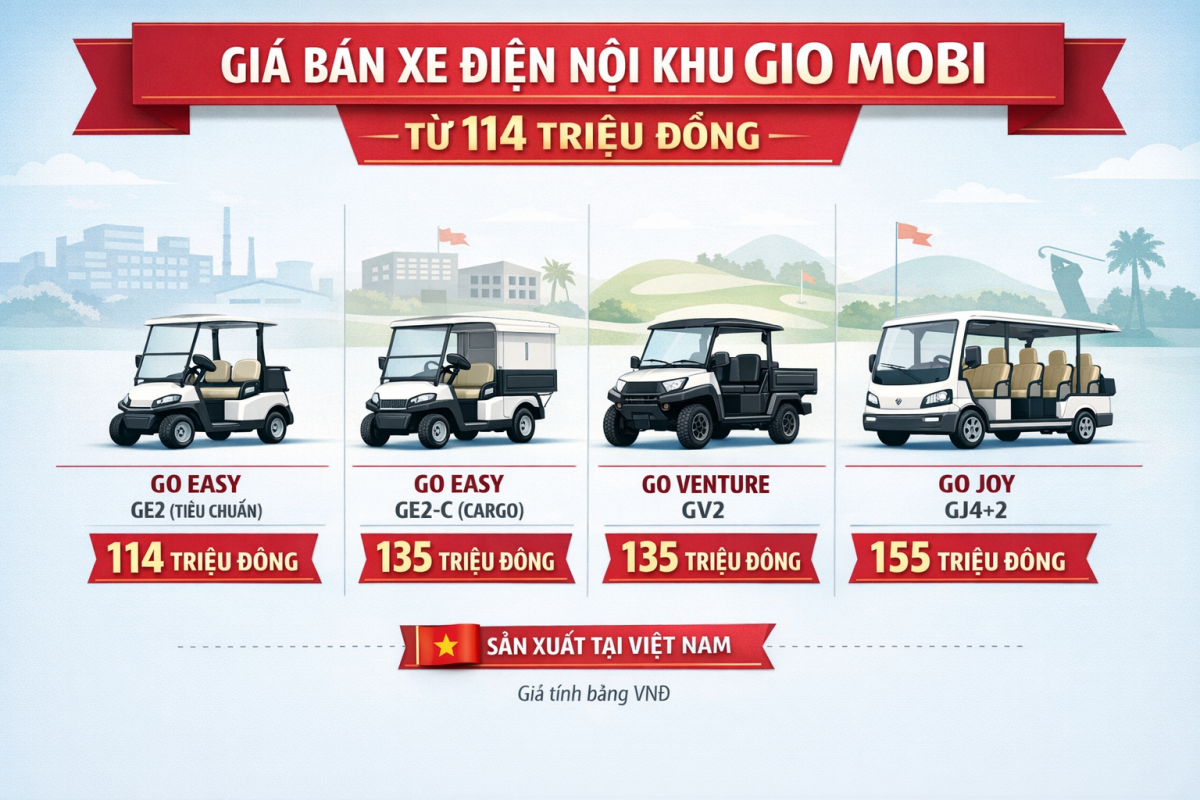Xe điện nội khu GIO MOBI ra mắt 3 dòng sản phẩm, giá từ 114 triệu đồng