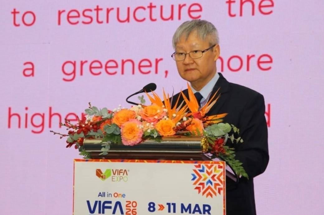 Phó Chủ tịch VCCI Võ Tân Thành phát biểu khai mạc Hội chợ VIFA EXPO 2026.