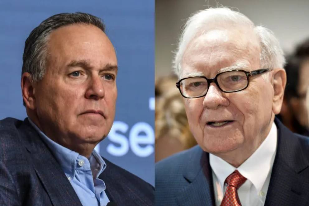 Steve Squeri, CEO của American Express, ở bên trái, đã nhận được một số lời khuyên rất đúng thời điểm từ Warren Buffett, bên phải, vào thời điểm bắt đầu của đại dịch.