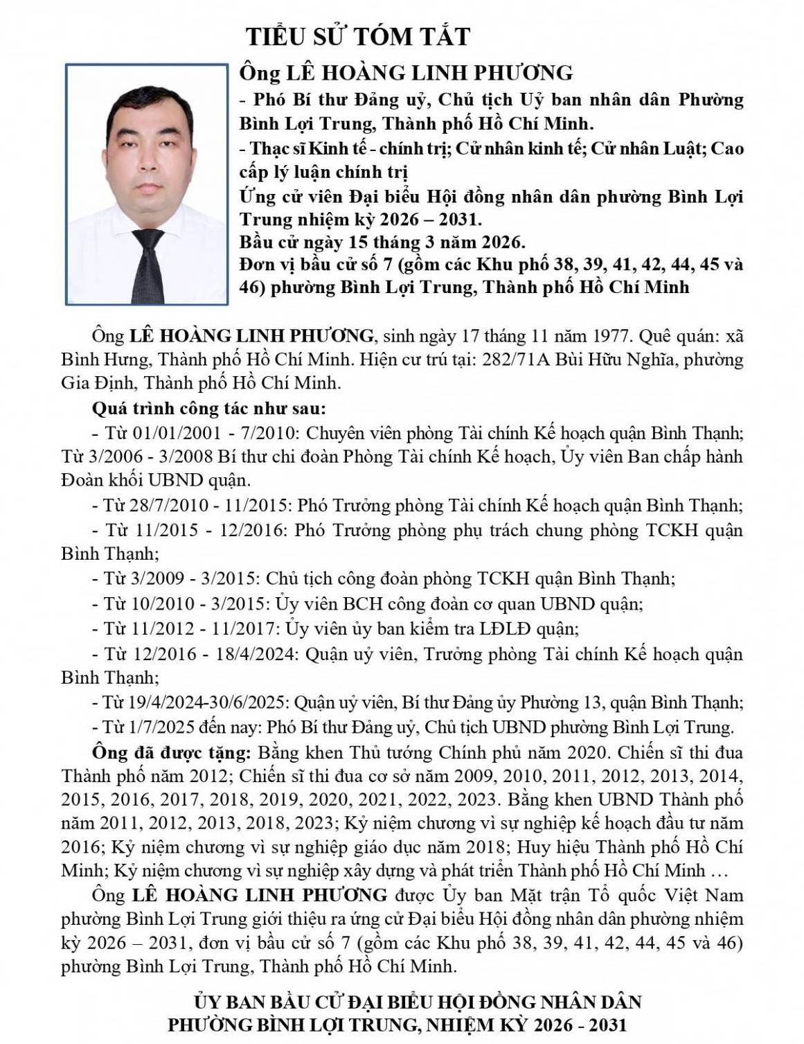 Ứng cử viên HĐND phường Bình Lợi Trung Lê Hoàng Linh Phương: Đề xuất nhiều giải pháp cải cách hành chính và quản lý đô thị