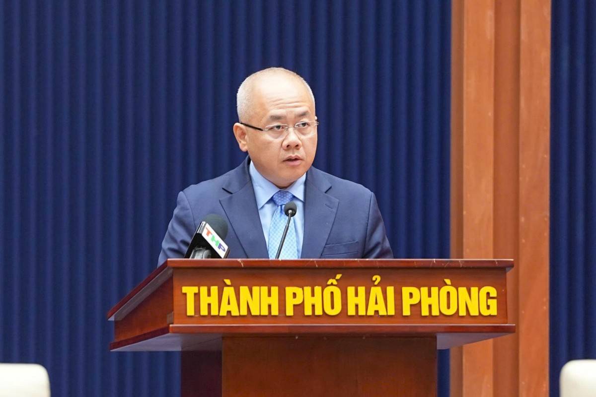 Đồng chí Đỗ Thành Trung, Phó Bí thư Thành ủy Hải Phòng phát biểu nhận nhiệm vụ.