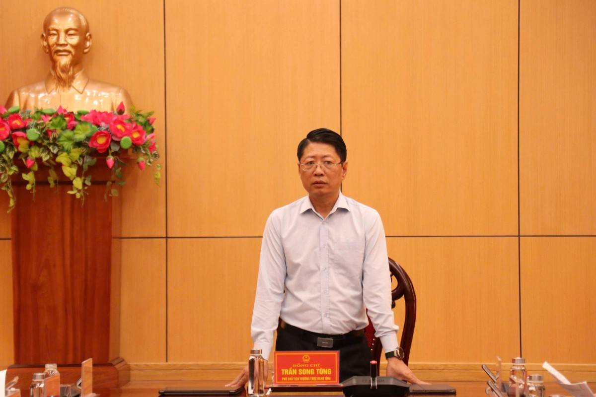 Đồng chí Trần Song Tùng Ủy viên BTV Tỉnh ủy, Phó Chủ tịch Thường trực UBND tỉnh, phát biểu kết luận hội nghị