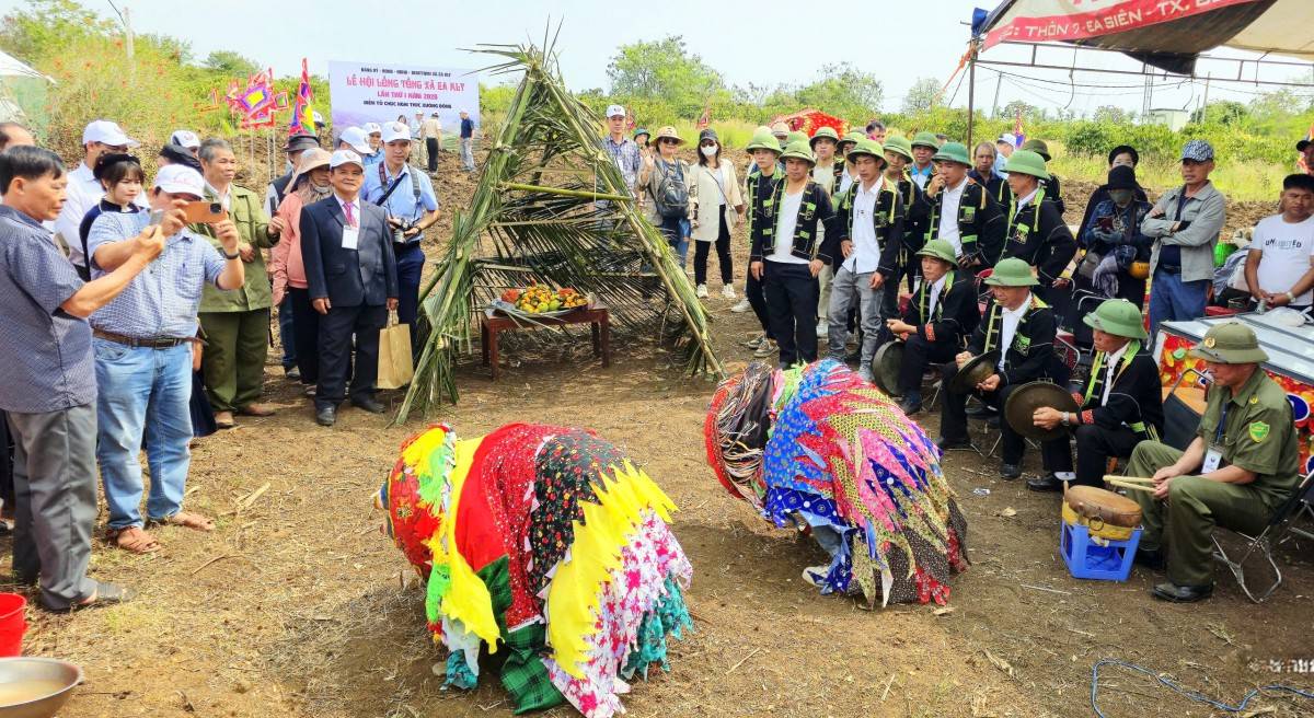 Múa sư tử mèo thu hút sự quan tâm của đông đảo người dân và du khách.