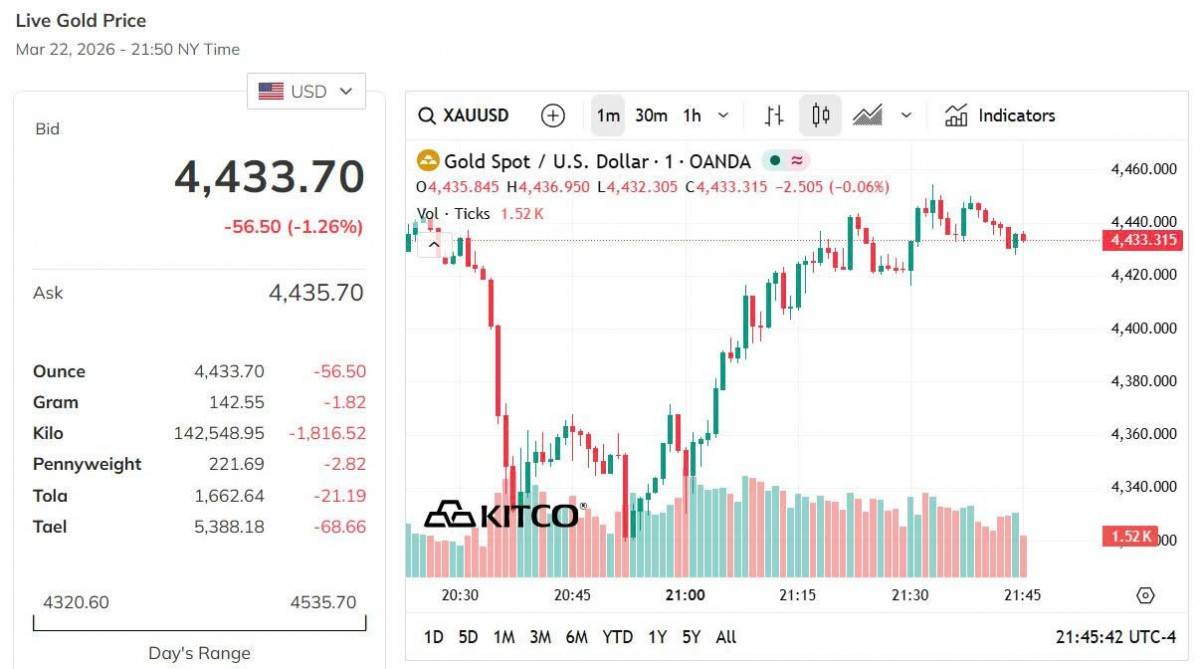 Giá vàng hôm nay 22/3: Vàng trong nước và thế giới lao dốc