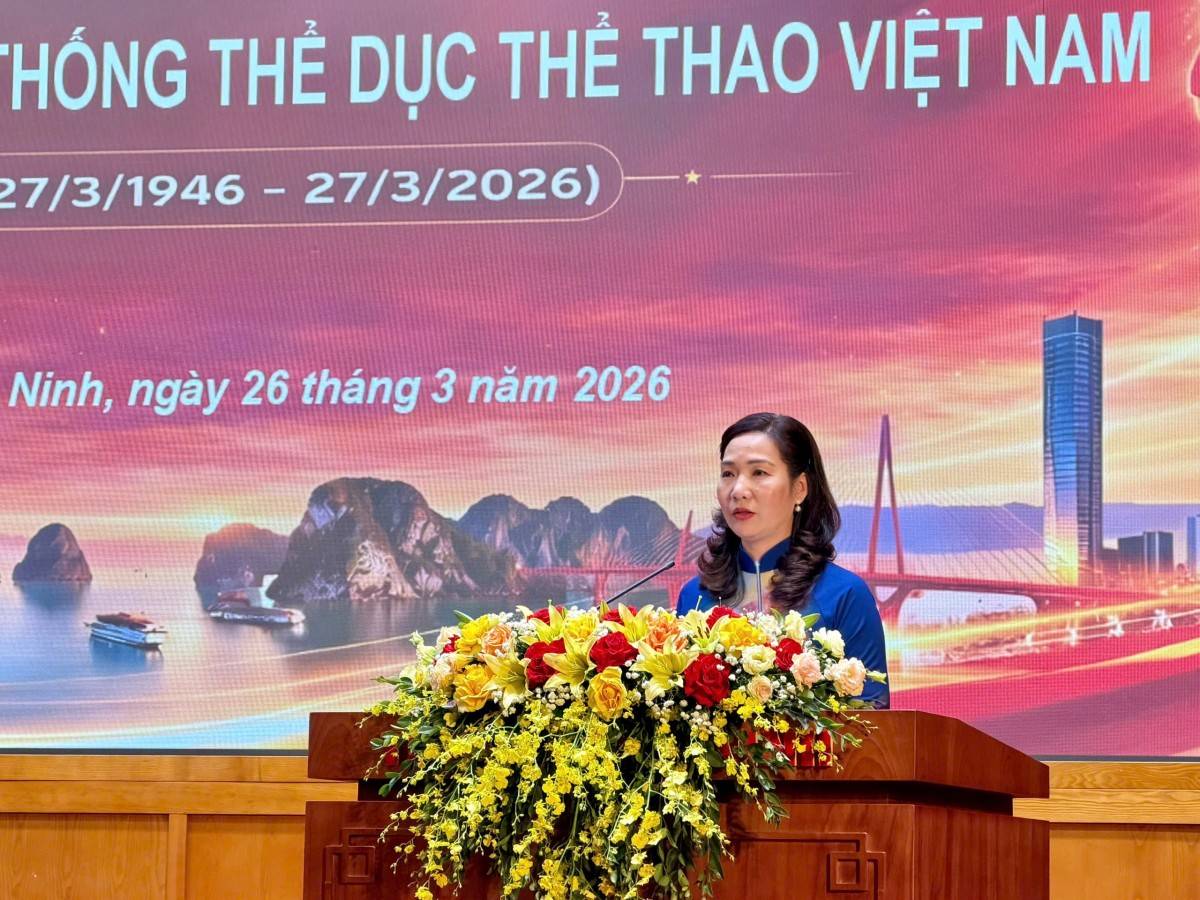 Phó Chủ tịch Ủy ban nhân dân tỉnh Quảng Ninh Nguyễn Thị Hạnh phát biểu tại lễ kỷ niệm.