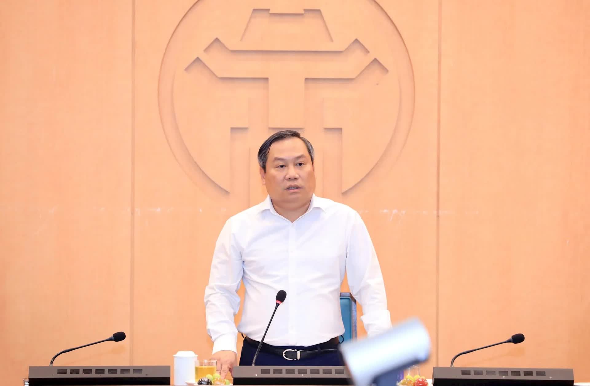 Chủ tịch UBND TP Hà Nội Vũ Đại Thắng phát biểu tại hội nghị.