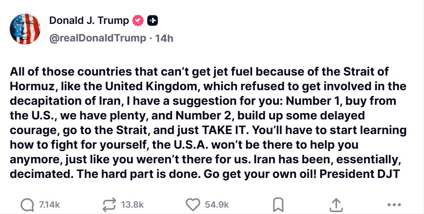 Tổng thống Mỹ hối thúc đồng minh "tự đi lấy dầu"