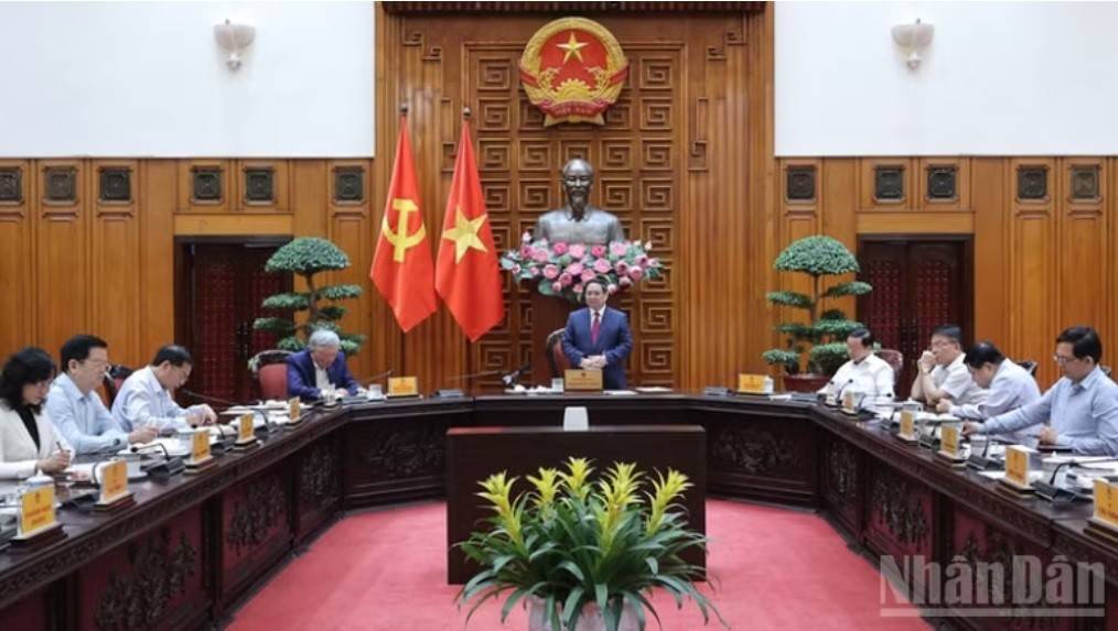 Sáng 1/4, tại Trụ sở Chính phủ, Thủ tướng Phạm Minh Chính chủ trì cuộc họp của Thường trực Chính phủ  (Ảnh: Trần Hải - https://nhandan.vn).