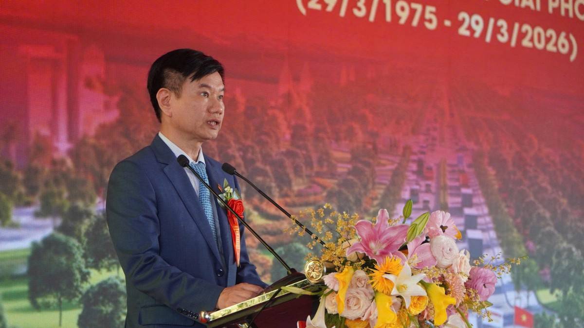 Ông Vũ Văn Hậu – Chủ tịch HĐQT, Tổng giám đốc Tập đoàn Geleximco phát biểu tại lễ khởi công