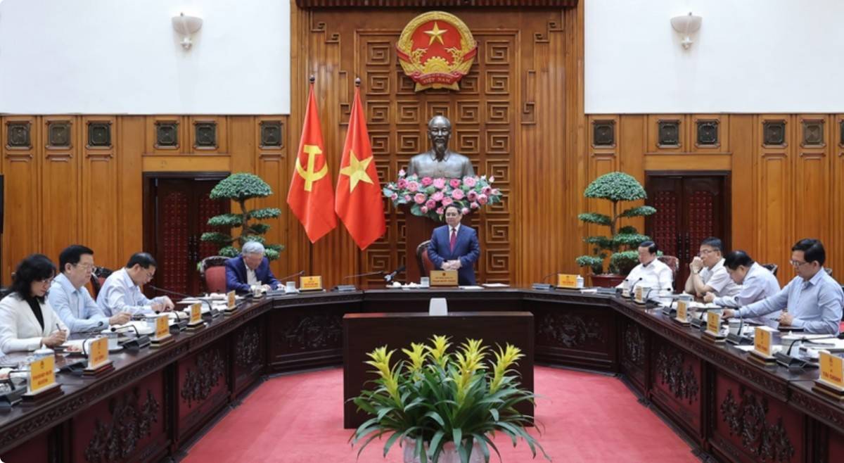 Thủ tướng Phạm Minh Chính chủ trì cuộc họp của Thường trực Chính phủ về công tác chuẩn bị triển khai dự án xây dựng kho dự trữ quốc gia dầu thô tại Nghi Sơn (Thanh Hóa). 