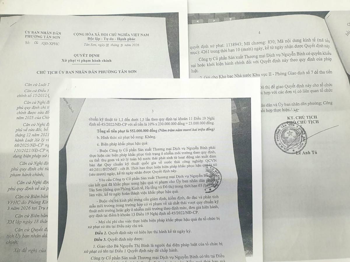 Cần xem xét lại mức độ vi phạm quy định về thẩm quyền xử phạt tại Quyết định xử phạt vi phạm hành chính Số 06/QĐ-XPHC do Chủ tịch UBND phường Tân Sơn ký, ban hành ngày 31/3/2026.