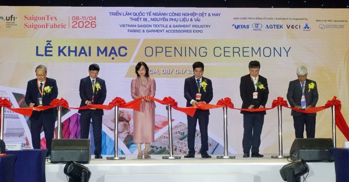 Cắt băng  khai mạc Triển lãm Quốc tế Ngành Công nghiệp Dệt & May – Thiết bị, Nguyên phụ liệu & Vải (SaigonTex - SaigonFabric 2026)