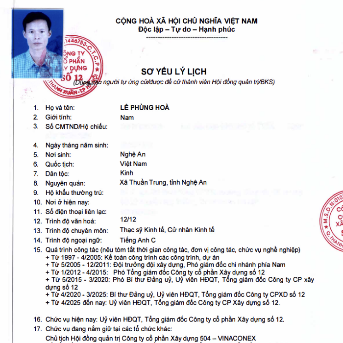 Tổng Giám đốc Viwaseen được đề cử vào HĐQT của Vinaconex