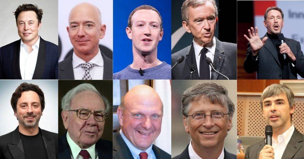 Những tỷ phú giàu nhất thế giới đã tích lũy khối tài sản khổng lồ thông qua nhiều ngành công nghiệp khác nhau, chủ yếu là công nghệ và hàng xa xỉ.