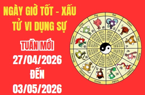 Xem ngày giờ tốt xấu – Tử vi tuần mới từ 27/4 - 3/5/2026: Chi tiết ngày giờ tốt xấu, xuất hành, sao chiếu chuẩn xác từng ngày