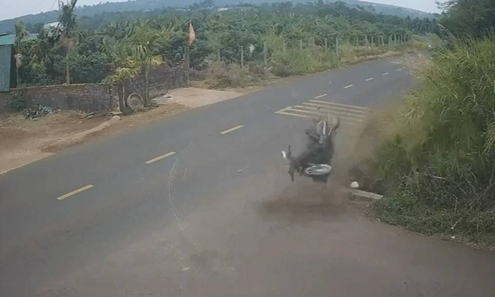 Khoảnh khắc tai nạn của em Q. và ngay sau đó là pha quay xe vô cảm của Thiếu tá Nguyễn Quang Hoàng (Ảnh cắt từ clip).