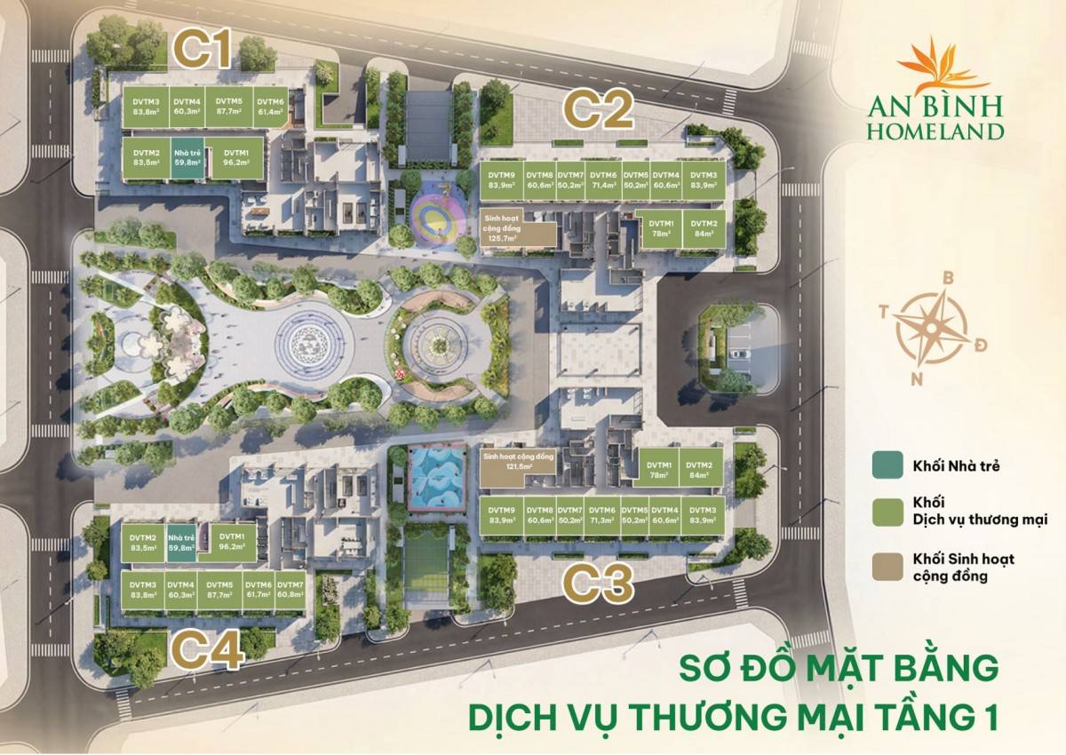 Mặt bằng điển hình tầng dịch vụ thương mại tại dự án An Bình HomeLand