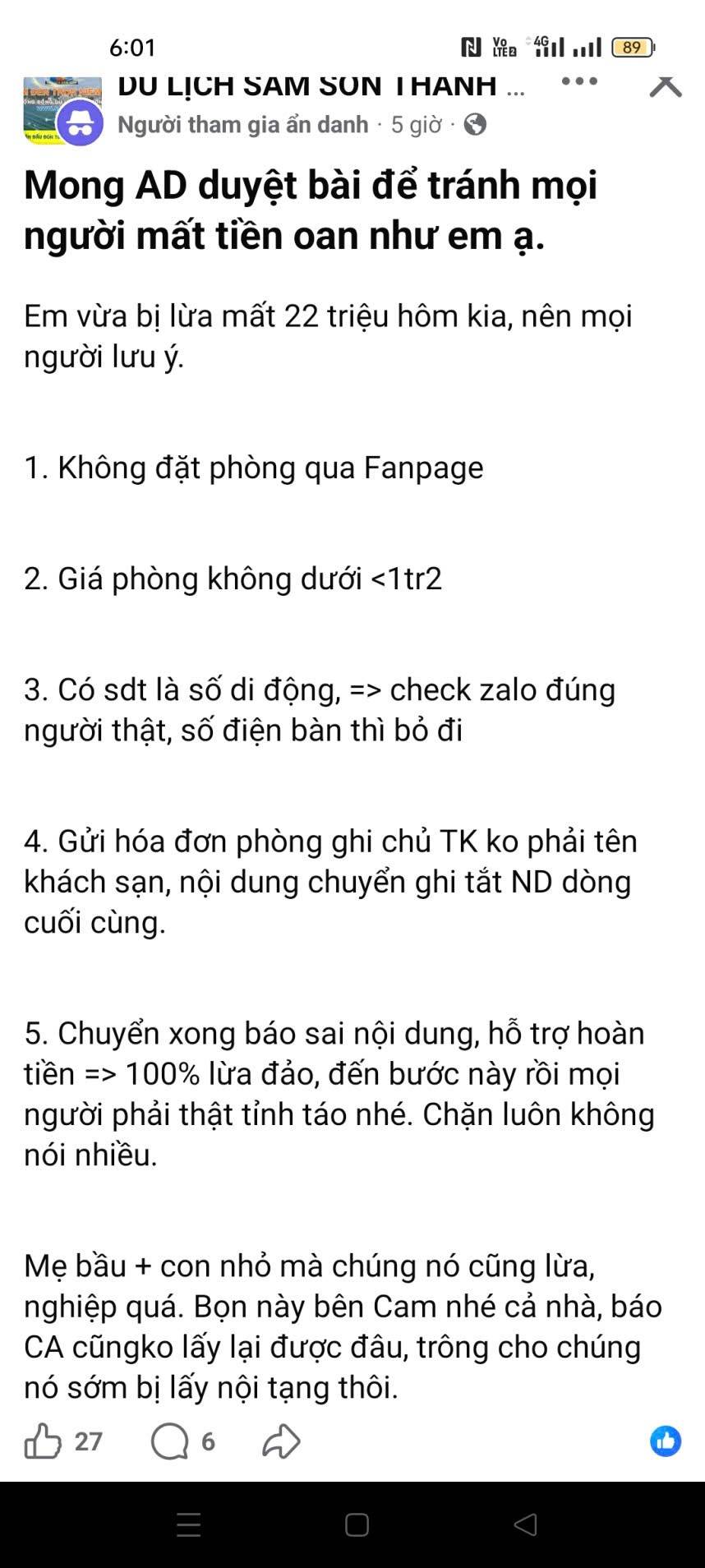 Một chia sẻ từ nạn nhân khi bị lừa mất 22 triệu đồng.