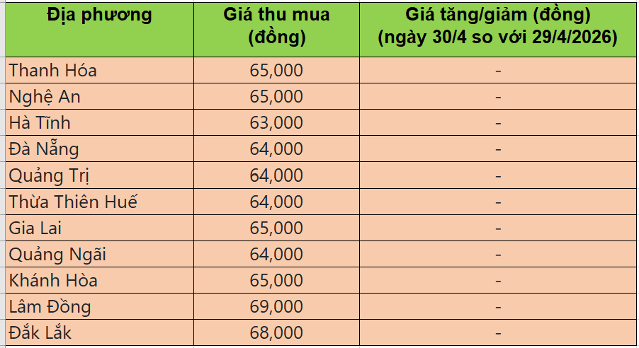 Bảng giá heo hơi tại miền Trung - Tây Nguyên hôm nay 30/4/2026