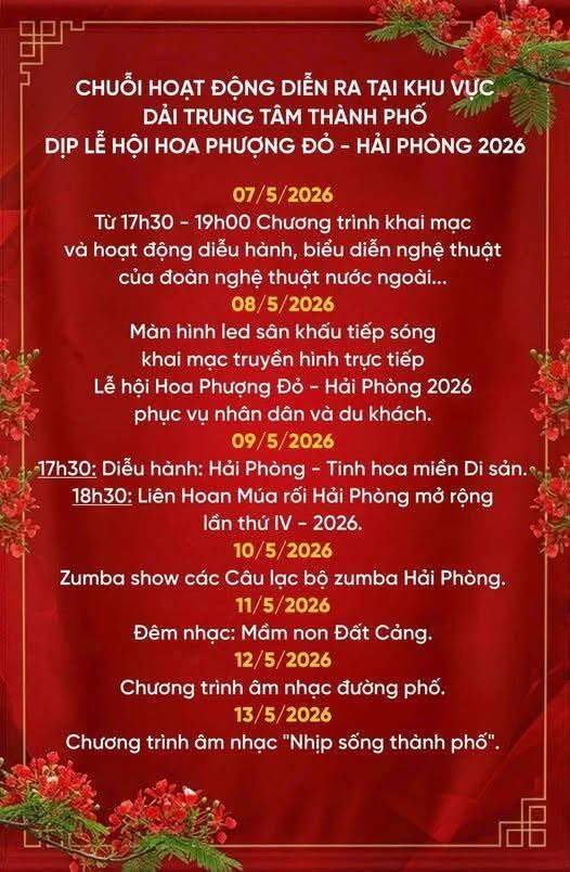Rực rỡ sắc màu Lễ hội Hoa Phượng Đỏ 2026: Hải Phòng “thắp lửa” không gian văn hóa – nghệ thuật giữa lòng đô thị
