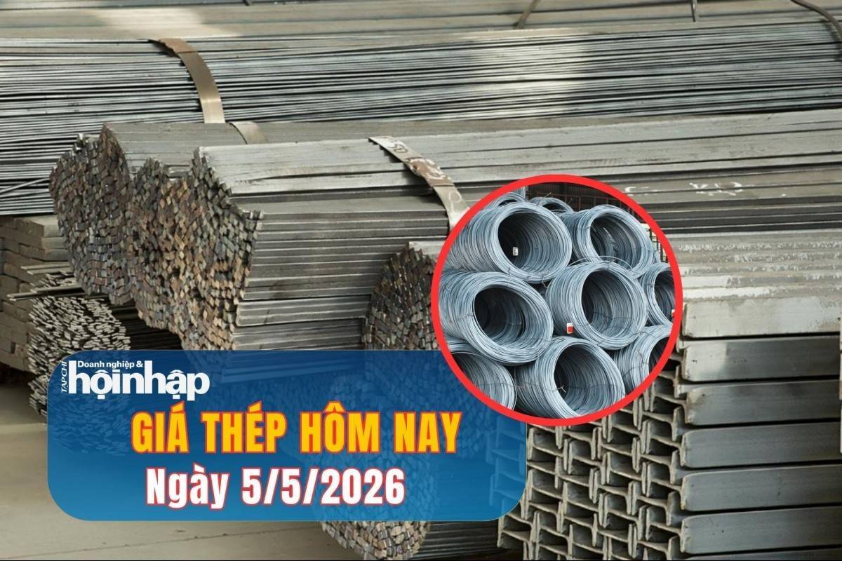 Giá thép hôm nay 5/5/2026: Bứt phá mạnh nhờ tín hiệu từ Trung Quốc