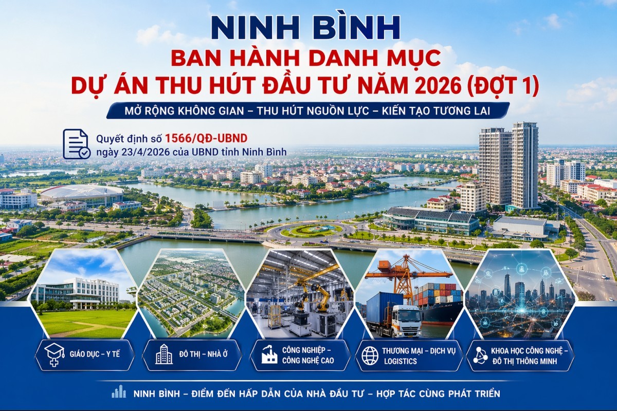 Tỉnh Ninh Bình ban hành Danh mục dự án thu hút đầu tư năm 2026 (đợt 1)