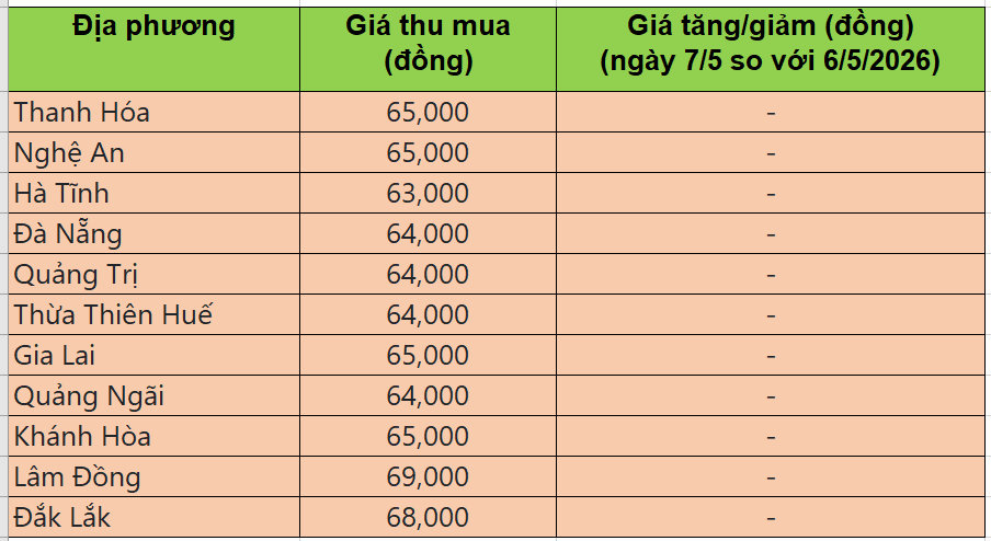 Bảng giá heo hơi tại miền Trung - Tây Nguyên hôm nay 7/5/2026