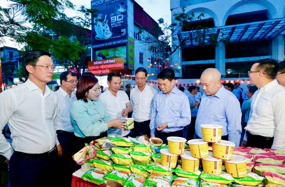 Các đồng chí lãnh đạo tham quan các không gian văn hóa.