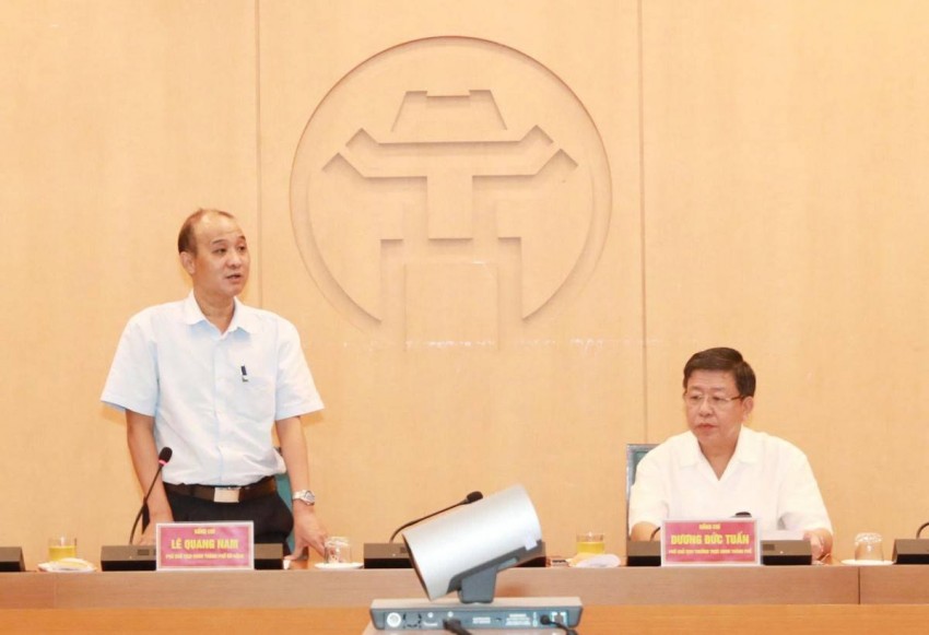 Phó Chủ tịch UBND thành phố Lê Quang Nam phát biểu tại buổi làm việc