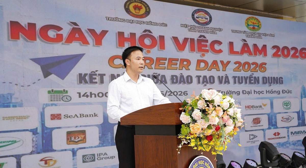 Đại diện Hiệp hội Doanh nghiệp tỉnh Thanh Hóa phát biểu tại chương trình.