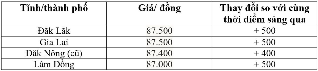 Bảng giá cà phê trong nước hôm nay 9/5/2026