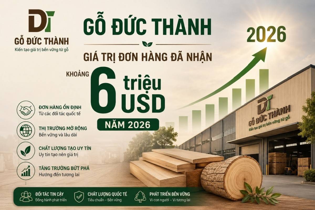 Gỗ Đức Thành: Giá trị đơn hàng đã nhận khoảng 6 triệu USD năm 2026
