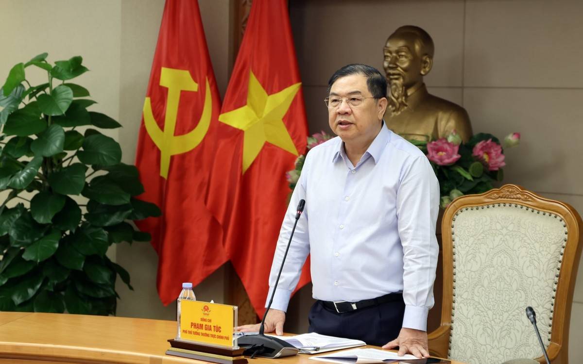 Phó Thủ tướng Thường trực Chính phủ Phạm Gia Túc chủ trì cuộc họp với tỉnh Hà Tĩnh, một số bộ, ngành, Tập đoàn Than - Khoáng sản Việt Nam (TKV) - Ảnh: VGP