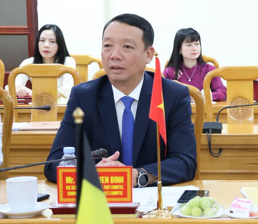 Chủ tịch UBND tỉnh Hà Tĩnh Phan Thiên Định phát biểu tại buổi làm việc