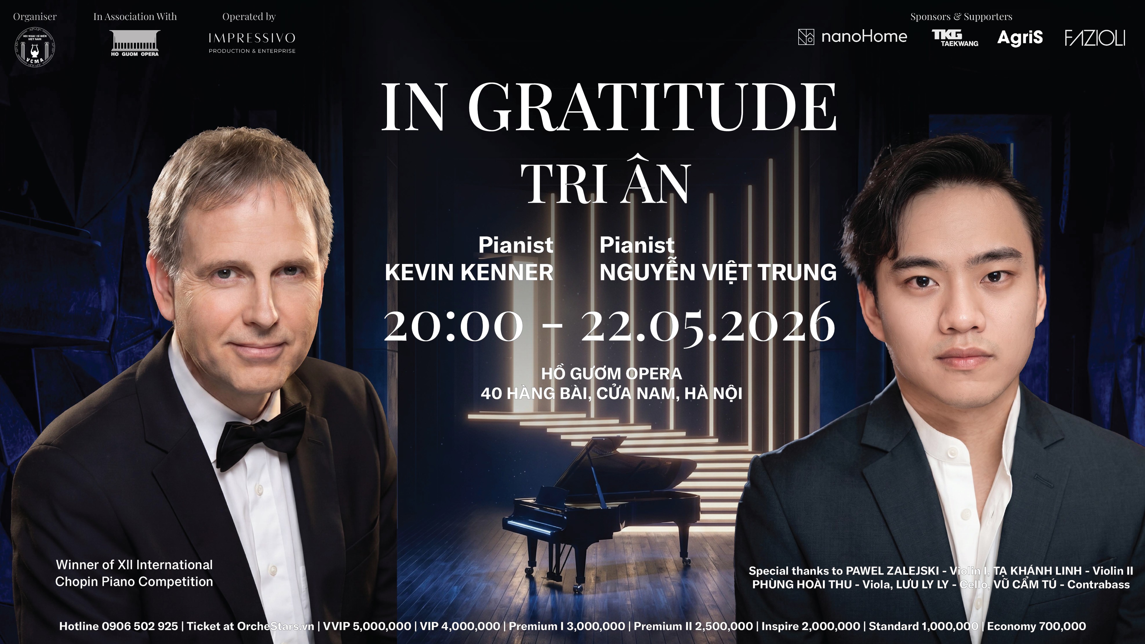 Hai nghệ sĩ piano Kevin Kenner và Nguyễn Việt Trung hội ngộ trong hòa nhạc “In Gratitude – Tri ân”