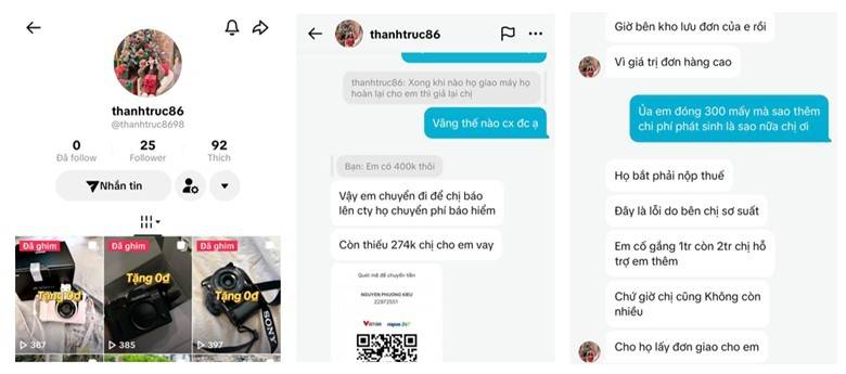 Kịch bản của một vụ lừa trẻ em trên Tiktok. Ảnh: Nạn nhân cung cấp