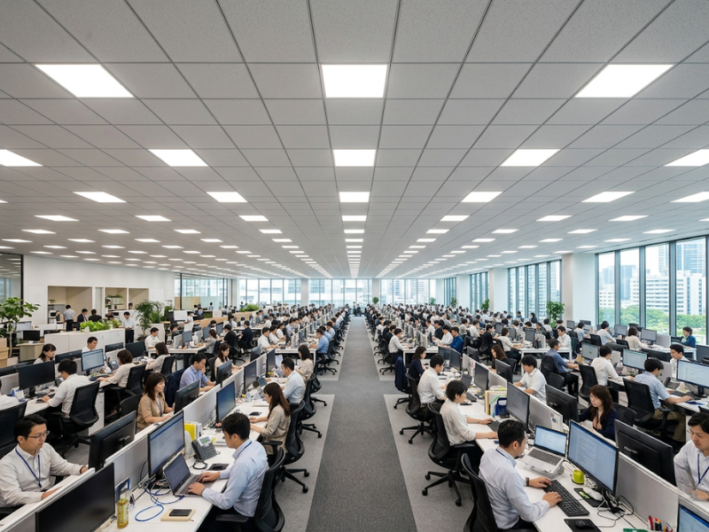 Đèn LED panel được sử dụng phổ biến trong các không gian văn phòng làm việc 