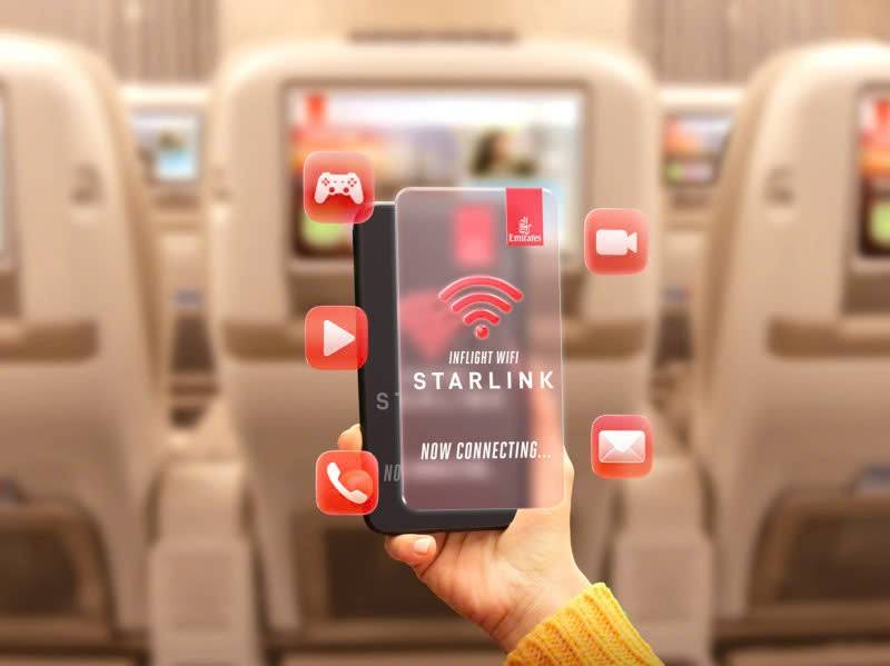 Máy bay A380 của Emirates được trang bị wi-fi Starlink