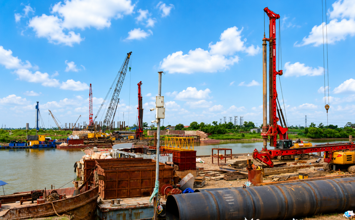 Cầu vượt sông Trà Lý thuộc dự án đường kết nối phường Phố Hiến và phường Thái Bình hướng phát triển kinh tế biển