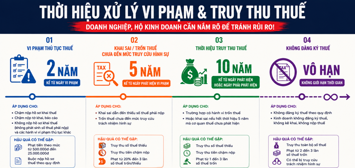 Thời hiệu thuế, truy thu thuế, xử phạt thuế