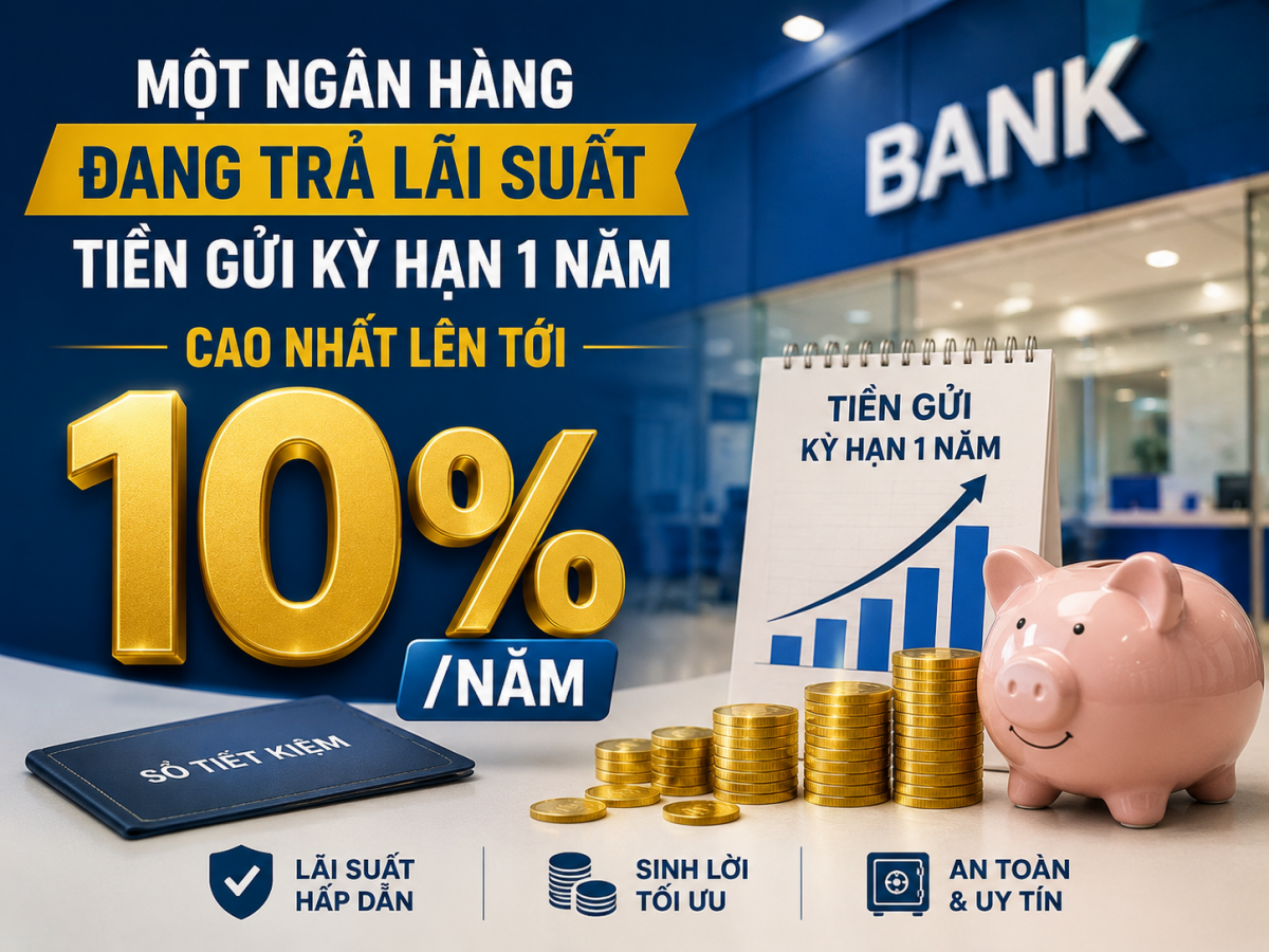 Một ngân hàng đang trả lãi suất tiền gửi kỳ hạn 1 năm cao nhất lên tới 10%/năm
