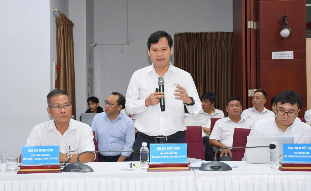 Ông Bùi Quốc Hoan - Phó Tổng Giám đốc Tổng công ty Điện lực miền Nam phát biểu tại tọa đàm