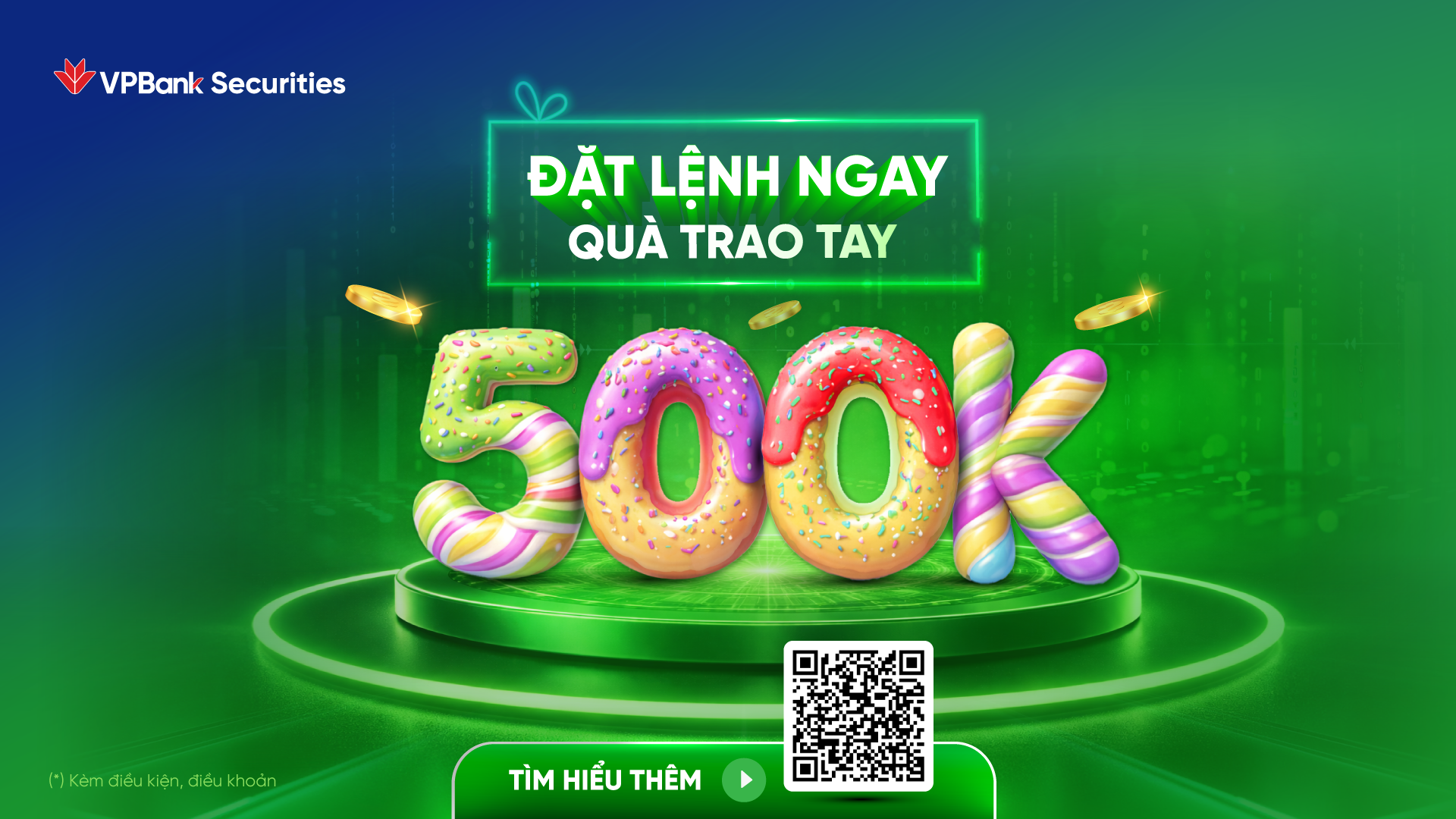 Khách hàng có cơ hội nhận đến 500.000 đồng tiền mặt khi giao dịch margin tại VPBankS. (Ảnh: VPBankS).