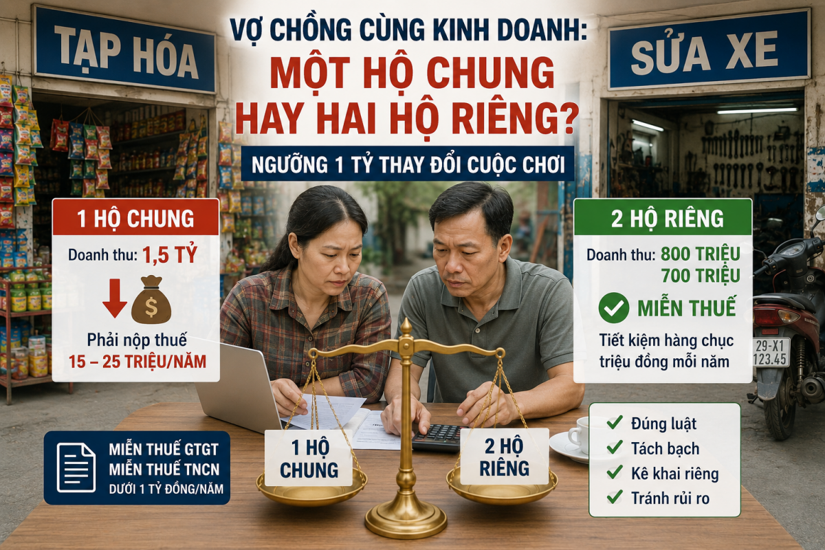 Vợ chồng cùng kinh doanh: Một hộ chung hay 2 hộ riêng