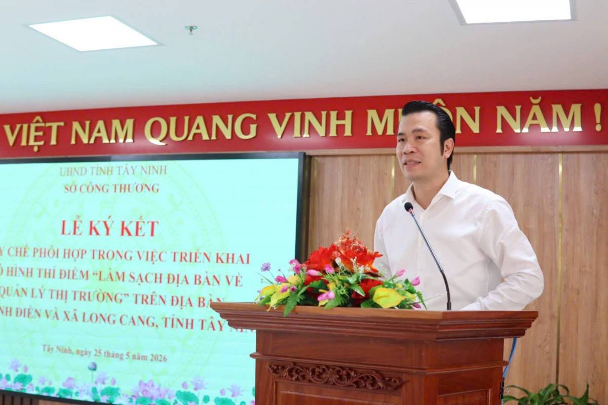 Ông Trương Tấn Sơn - Giám đốc Sở Công Thương Tây Ninh phát biểu tại buổi lễ