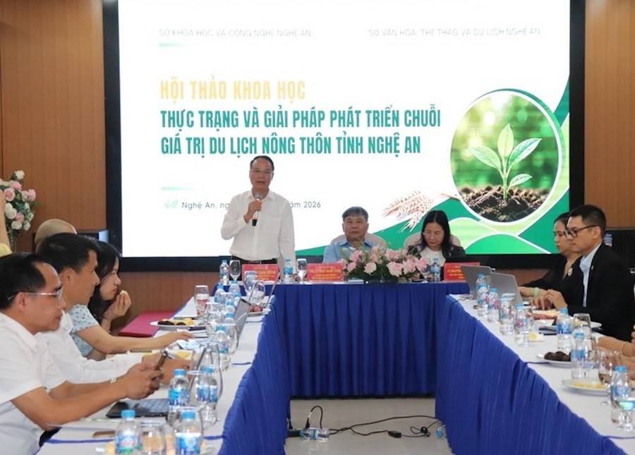 ThS. Trần Xuân Cường - Phó Giám đốc Sở Văn hóa, Thể thao và Du lịch Nghệ An phát biểu kết luận Hội thảo