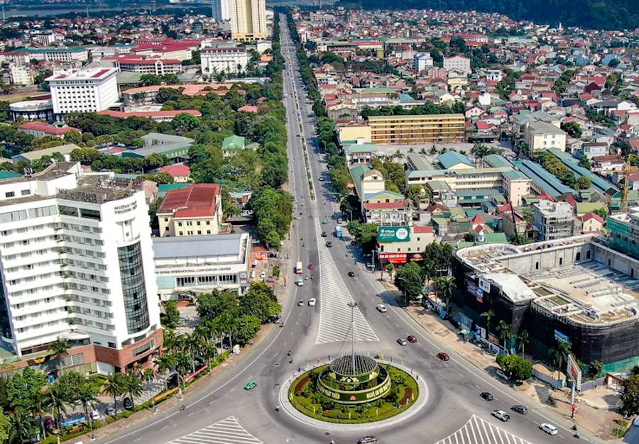 Một góc trung tâm đô thị Vinh (Nghệ An) nhìn từ trên cao