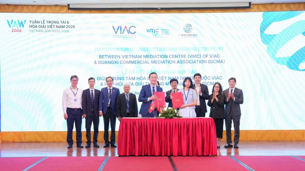 Trung tâm Trọng tài Quốc tế Việt Nam (VMC) và Hiệp hội Hòa giải Thương mại Quảng Tây đã ký kết thỏa thuận hợp tác.
